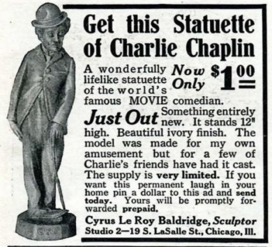 Chaplin statuette photoplay April '15